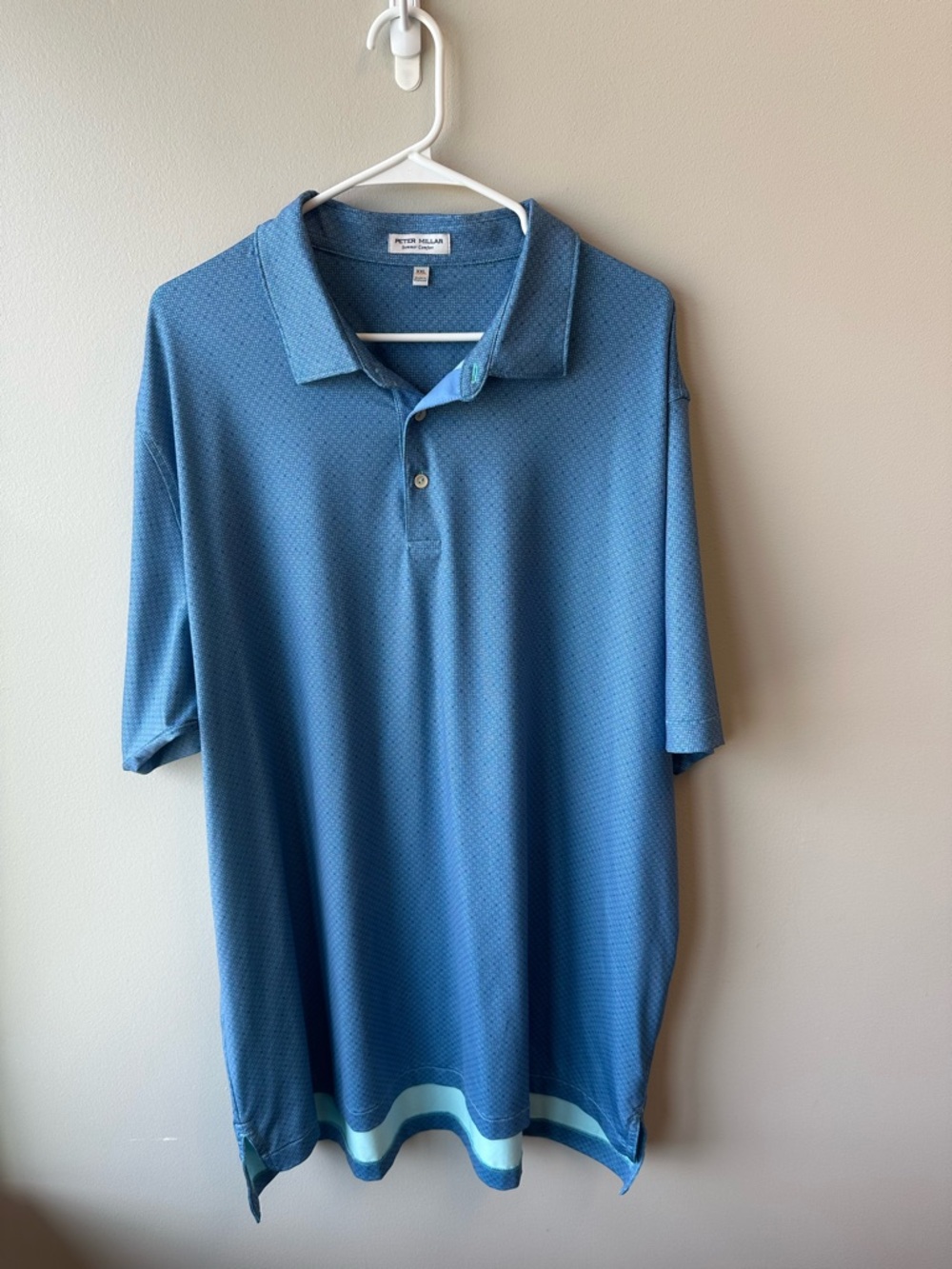 Peter Millar Men’s Teal-Blue Polo with Subtle Texture